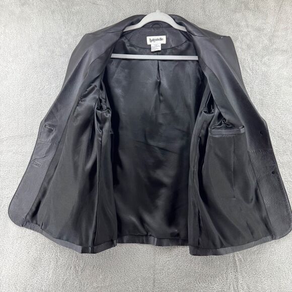 VTG Bagatelle Jacket Womens Plus 16W Black Leather 2 Button Front Pockets Lined - Picture 6 of 16